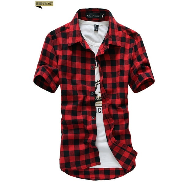 Mens Shirt Button Down Short Sleeve Summer Regular-Fit Plaid Pattern Regular Shirt Casual Blouse Tops Mens Shirt Button Down Short Sleeve Summer Regular-Fit Plaid Pattern Regular Shirt Casual Blouse Tops